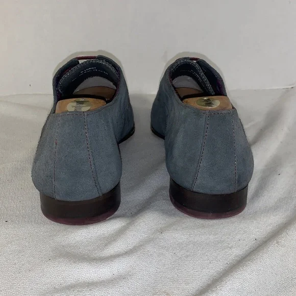 Ted Baker Slate Blue Suede Oxfords with Burgundy Laces